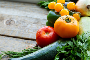 Vegetables. Vegetable garden. Ingredients for Ratatouille Green products