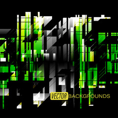 Abstract green shapes colors on a black vector graphics wallpaper backgrounds