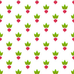 Vector seamless pattern with flat colorful beet. Vector vegetable.