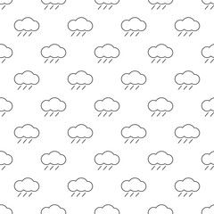 Vector seamless pattern with outline rainy clouds. Seamless pattern.