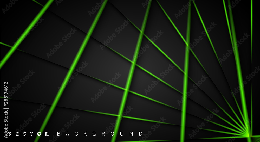 Poster green light line shadow dark grey luxury background