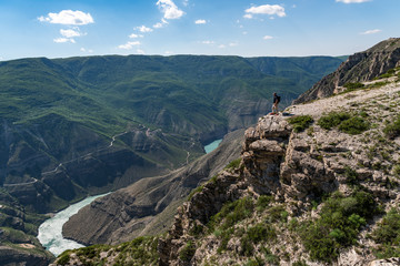 Fototapeta na wymiar vast landscape of russian canyon in Dagestan