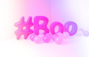 3d render. Abstract Boo alphabet. Halloween's day concept design. pink background. 