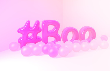 3d render. Abstract Boo alphabet. Halloween's day concept design. pink background. 