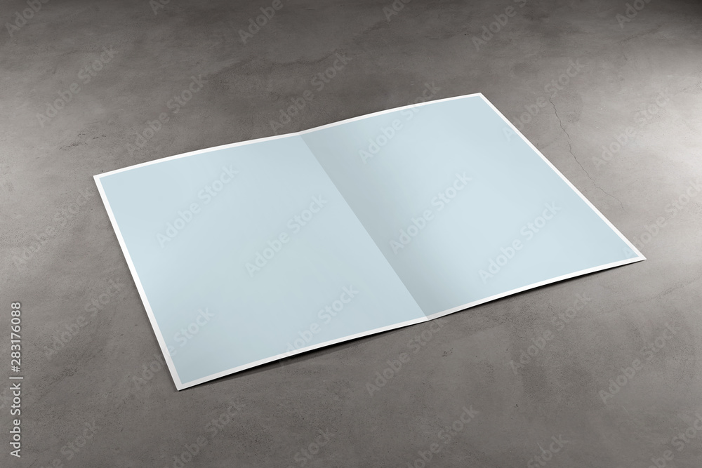 Poster mock up of a brochure on a wood background - 3d rendering