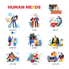Fototapeta premium Human needs, material or spiritual, lifestyle and everyday routine