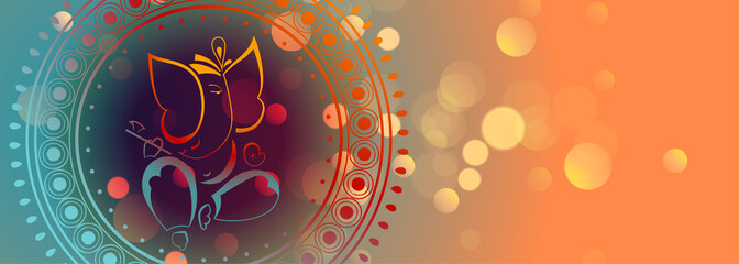 beautiful lord ganesha design colorful banner template - obrazy, fototapety, plakaty