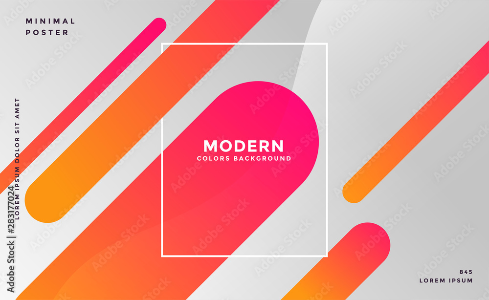 Sticker gray background with colorful abstract lines
