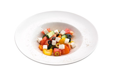 Salad with pepper, tomato, cucumber, olives and feta