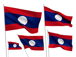 Vector flags of Lao Peoples Democratic Republic