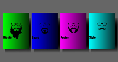 Set in a minimalist style with a hipster, stylish glasses and beard. Square brochure design. Rectangle template brochure, report, catalog, magazine.