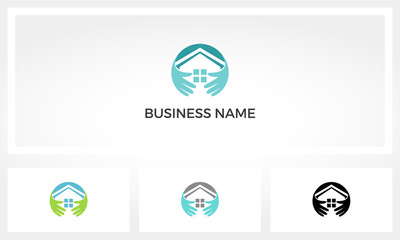 Two Hands Holding A House Logo