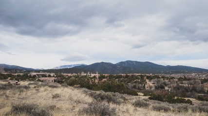 Desert landscape near Santa Fe, New Mexico, USA