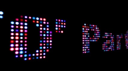 70 party led text isolated on black