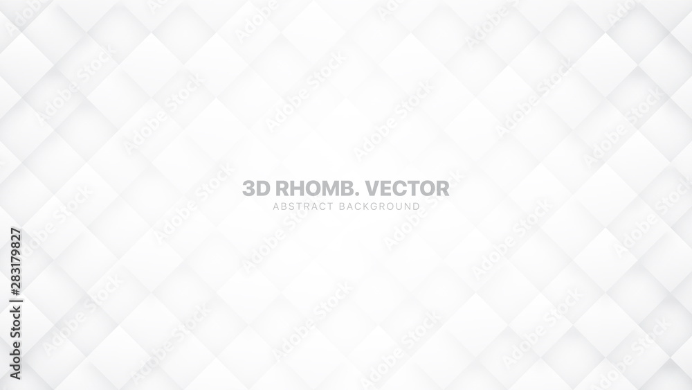 Poster 3d vector rhombus blocks grid technologic white abstract background. science technology conceptual s