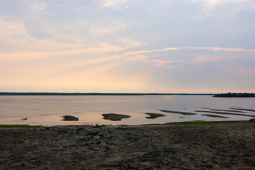 pink clouds in the evening sky