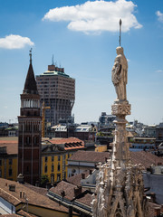 View from roof terrace of Milan Catehdral in Italy