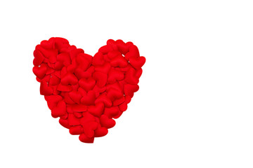 Obraz na płótnie Canvas Big red heart made of small hearts isolated on white background. Valentine's day concept.