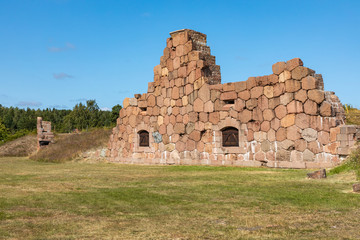 Historical fortified site of Bomarsund. Ruins of fortress. Finland war heritage. Aland islands, Finland. Europe.