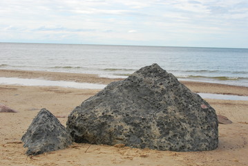 Steine am Strand Miedzyzdroje Wollin Polen