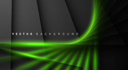 Green light line shadow dark grey luxury background