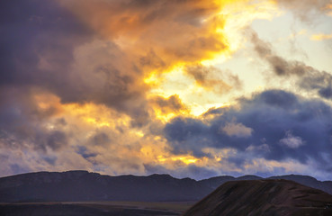 Cloudy landscape at sunset in Puertollano, Ciudad Real, Spain.