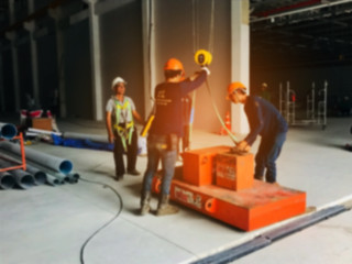 blurred of crane in the factory and construction site