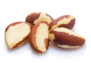 Delicious brazil nuts, isolated on white background