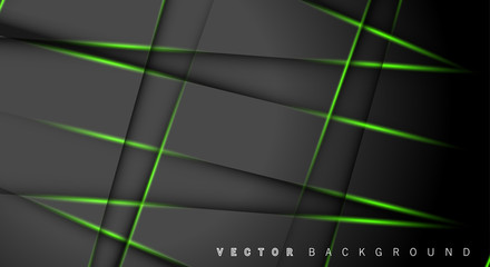 Green light line shadow dark grey luxury background