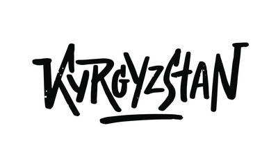 Kyrgyzstan, text design. Vector calligraphy. Typography poster. Usable as background.