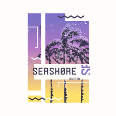 Fototapeta premium Vector graphic t-shirt abstract geometric design on the topic of summer, holidays, beach, seacoast, tropics