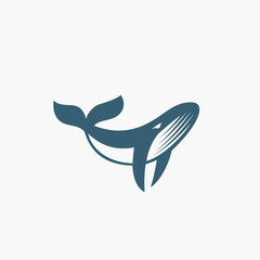 Dolphine logo design, abstract emblem with dolphin in blue colors vector Illustration on a white background