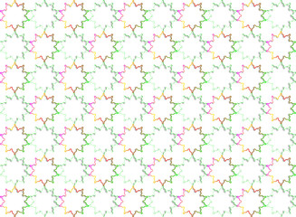 Floral background with white flowers with a patterned rainbow border.