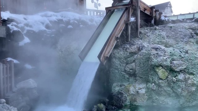  The "yutaki" of Kusatsu Onsen in Gumma Prefecture which holds the country&rsquo;s number one for the last 12 consecutive years on the list of Japan&rsquo;s 100 Best Hot Springs. 