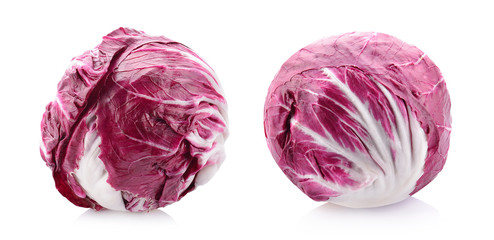closeup radicchio isolated on a white background