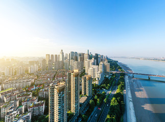 city skyline in hangzhou china