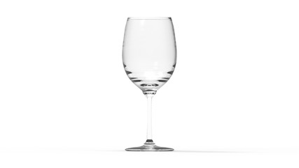 Wine glass 3d rendering isolated in white studio background