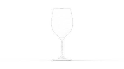 Wine glass 3d rendering isolated in white studio background