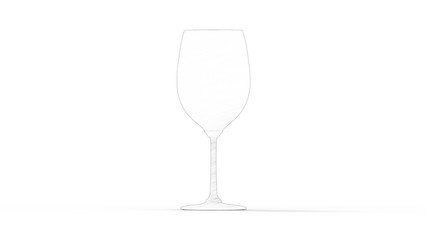 Wine glass 3d rendering isolated in white studio background