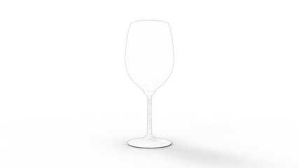 Wine glass 3d rendering isolated in white studio background