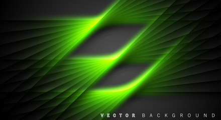Obraz premium Green light line shadow dark grey luxury background