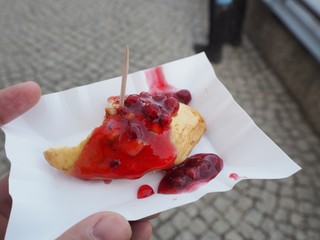 Grilled cheese with raspberry sauce, Gdansk Local food, Gdansk, Sopot, Gdynia, Poland
