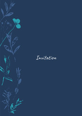 Fototapeta na wymiar Floral invitation card. Elegant leaves pattern.