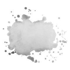 Abstract isolated gray vector watercolor splash. Grunge element for paper design.
