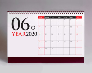 Simple desk calendar 2020 - June