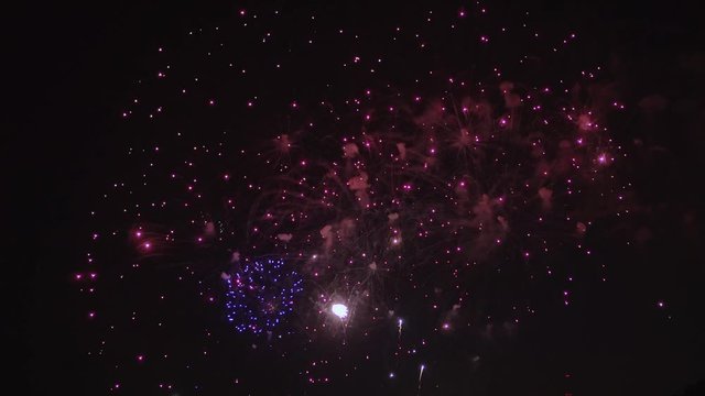 Colorful fireworks exploding in the night sky.