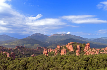 Magnificent rocks among the forest in Belogradchik, Bulgaria.
