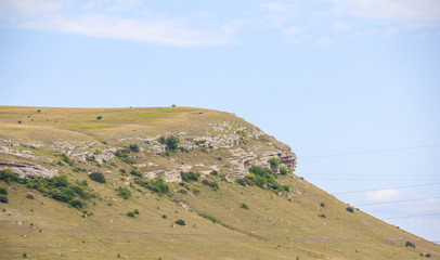 Russian open spaces. Crimea. Field. Summer Russian landscapes. . Grass and sky. Background summer...