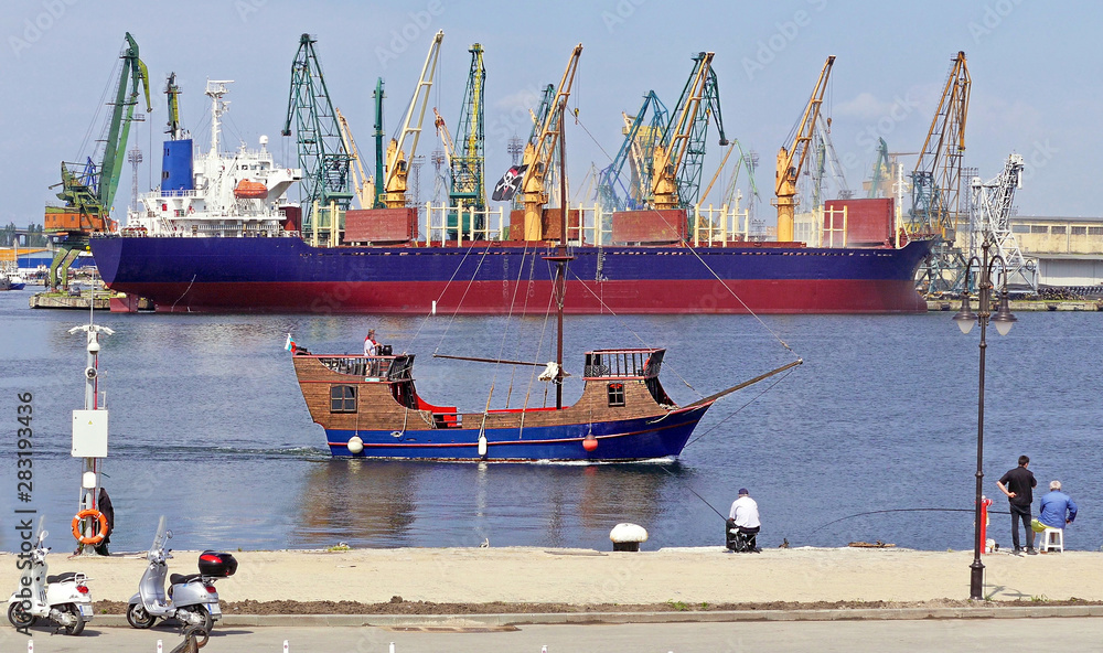 Wall mural industrial port in burgas, bulgaria.