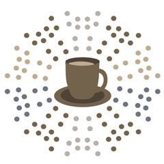 A Cup of coffee on the background of a flower from circles